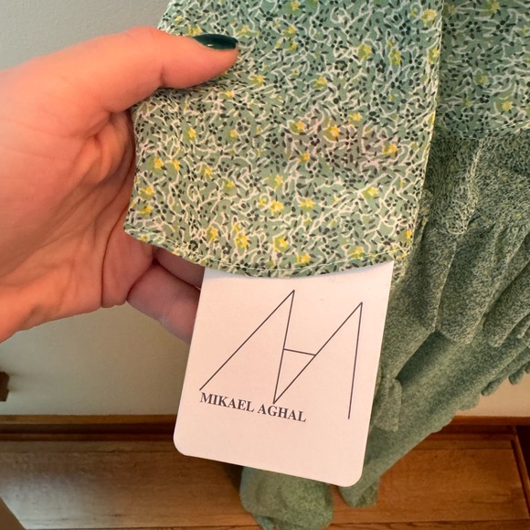 NWT Mikael Aghal Green Floral Gown - Picture 9 of 9